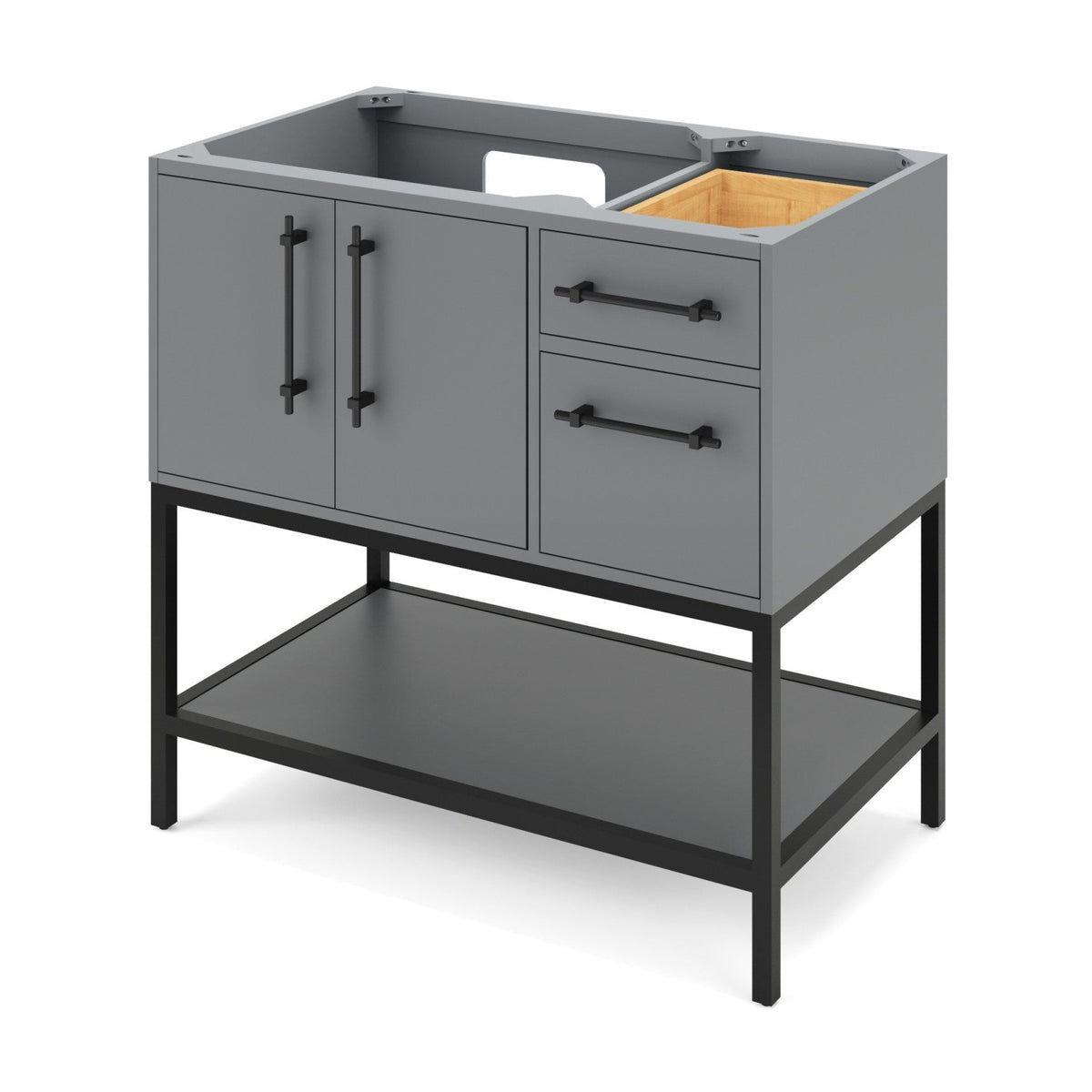 Pascal 36" Left Offset Bowl Freestanding Bathroom Vanity, Grey