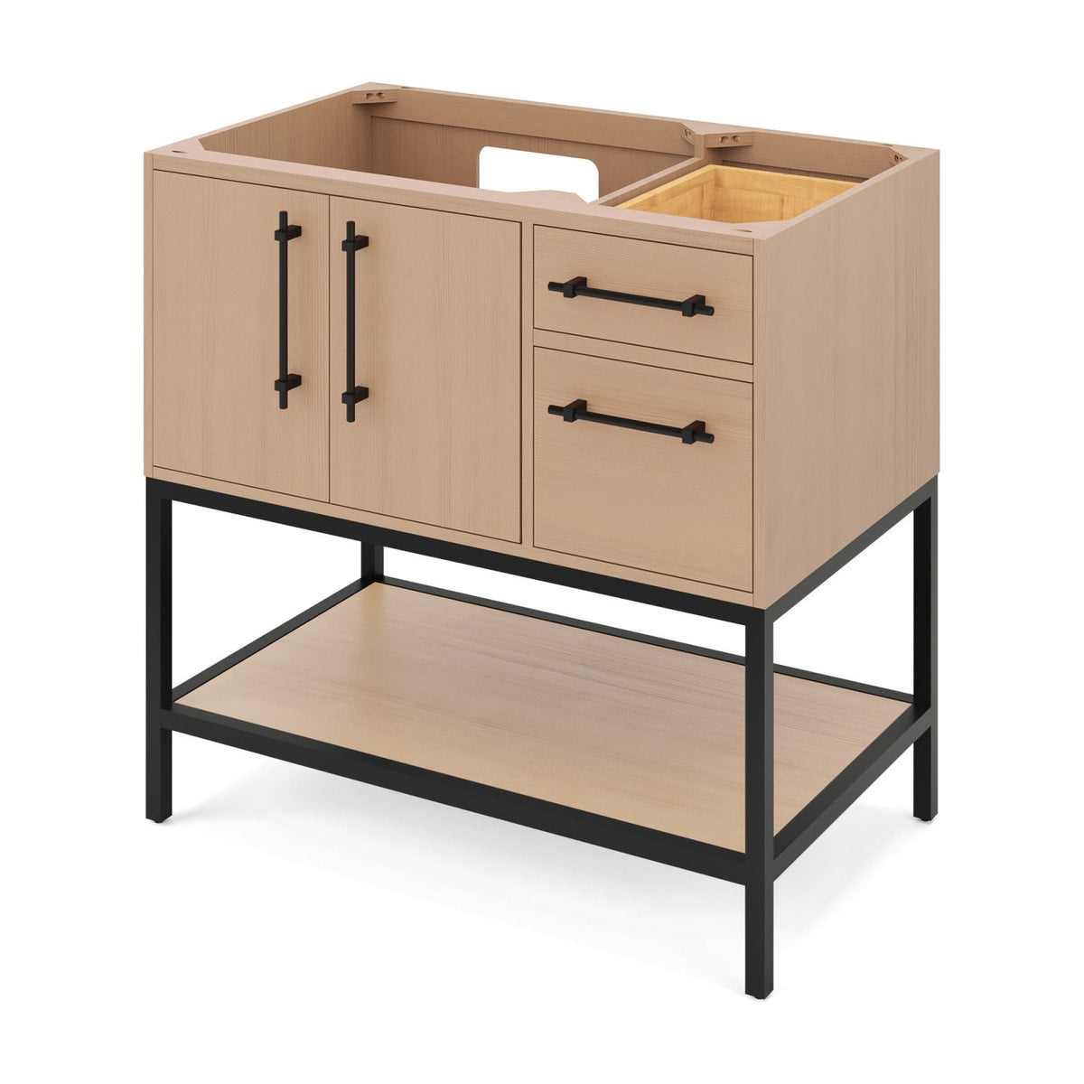 Pascal 36" Left Offset Bowl Freestanding Bathroom Vanity, Natural Oak