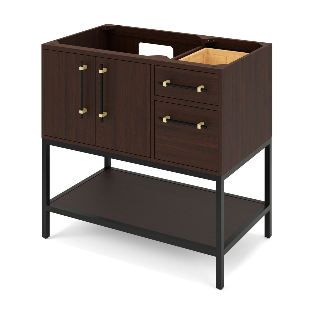 Pascal 36" Left Offset Bowl Freestanding Bathroom Vanity, Dark Walnut