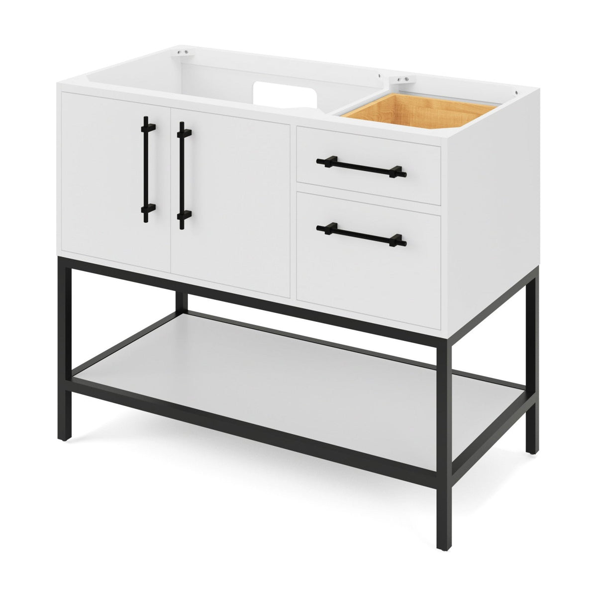 Pascal 42" Left Offset Bowl Freestanding Bathroom Vanity, White