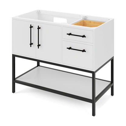 Pascal 42" Left Offset Bowl Freestanding Bathroom Vanity, White