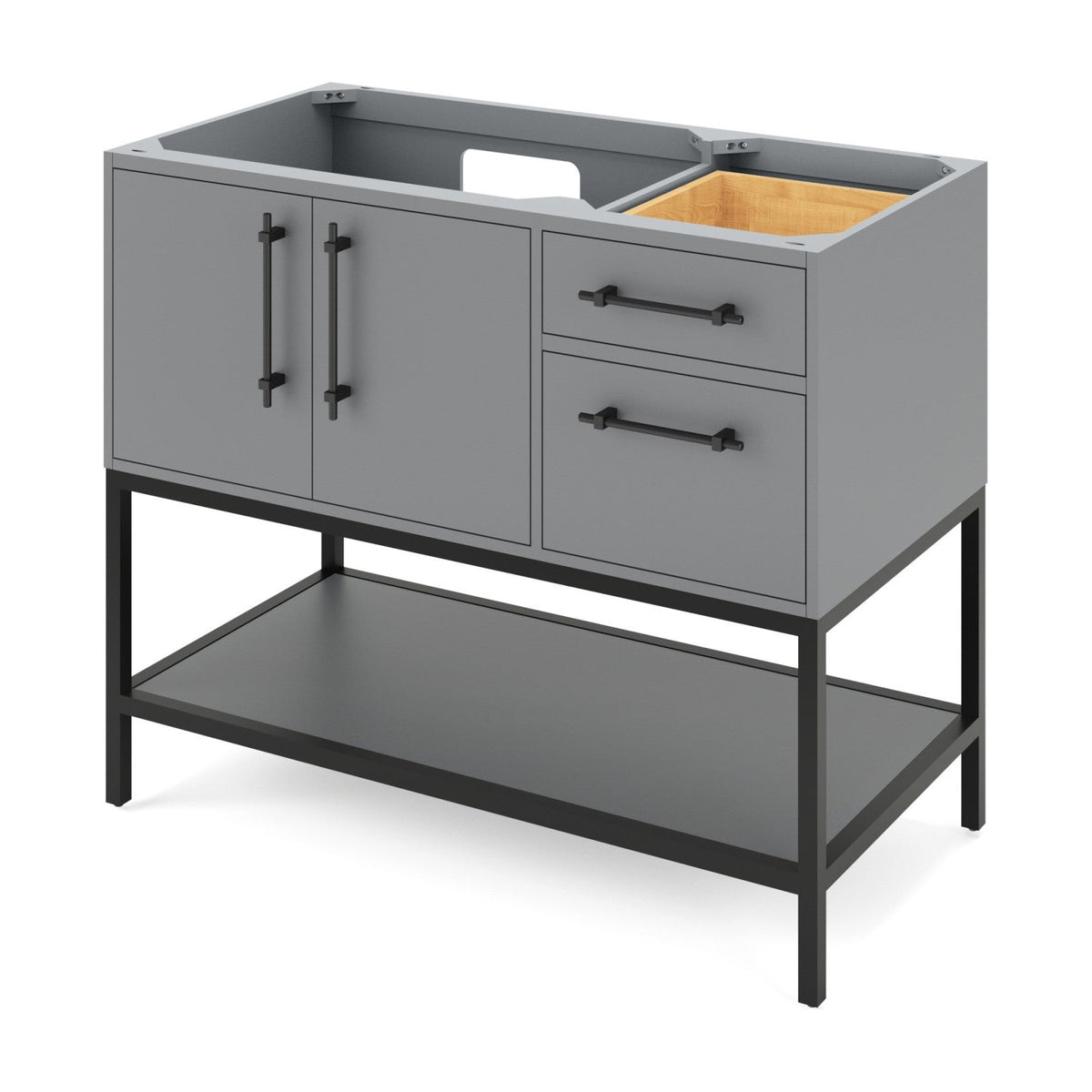 Pascal 42" Left Offset Bowl Freestanding Bathroom Vanity, Grey