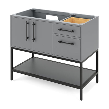 Pascal 42" Left Offset Bowl Freestanding Bathroom Vanity, Grey