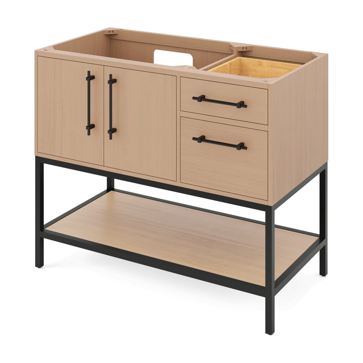 Pascal 42" Left Offset Bowl Freestanding Bathroom Vanity, Natural Oak