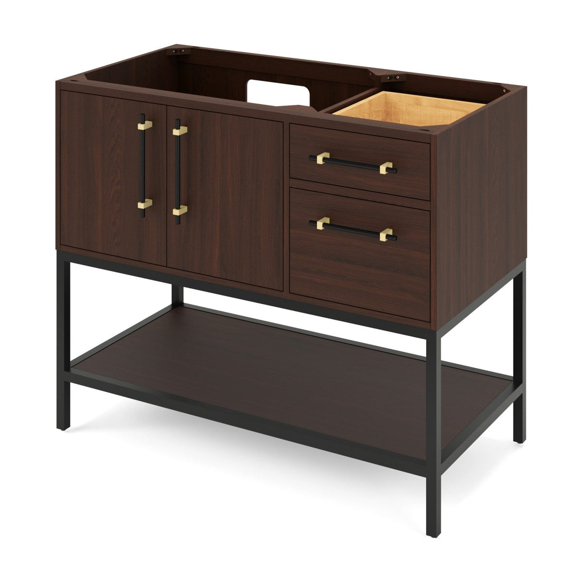 Pascal 42" Left Offset Bowl Freestanding Bathroom Vanity, Dark Walnut