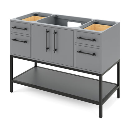 Pascal 48" Single Bowl Freestanding Bathroom Vanity, Grey