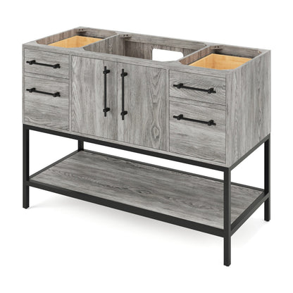 Pascal 48" Single Bowl Freestanding Bathroom Vanity, Weathered Grey