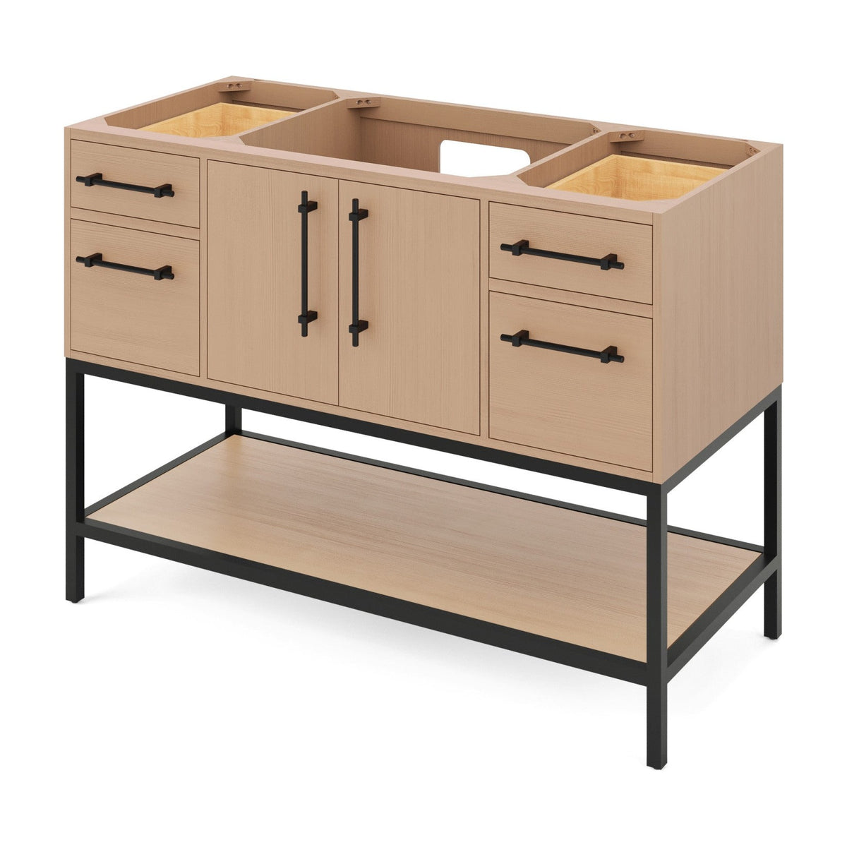 Pascal 48" Single Bowl Freestanding Bathroom Vanity, Natural Oak