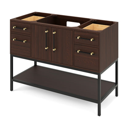 Pascal 48" Single Bowl Freestanding Bathroom Vanity, Dark Walnut