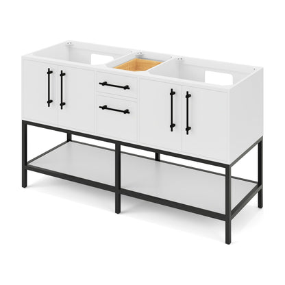 Pascal 60" Double Bowl Freestanding Bathroom Vanity, White