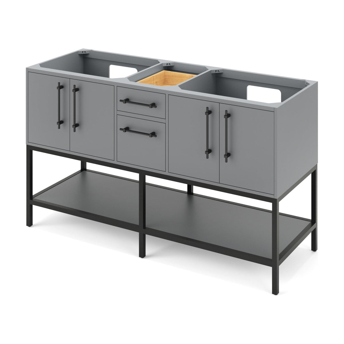 Pascal 60" Double Bowl Freestanding Bathroom Vanity, Grey