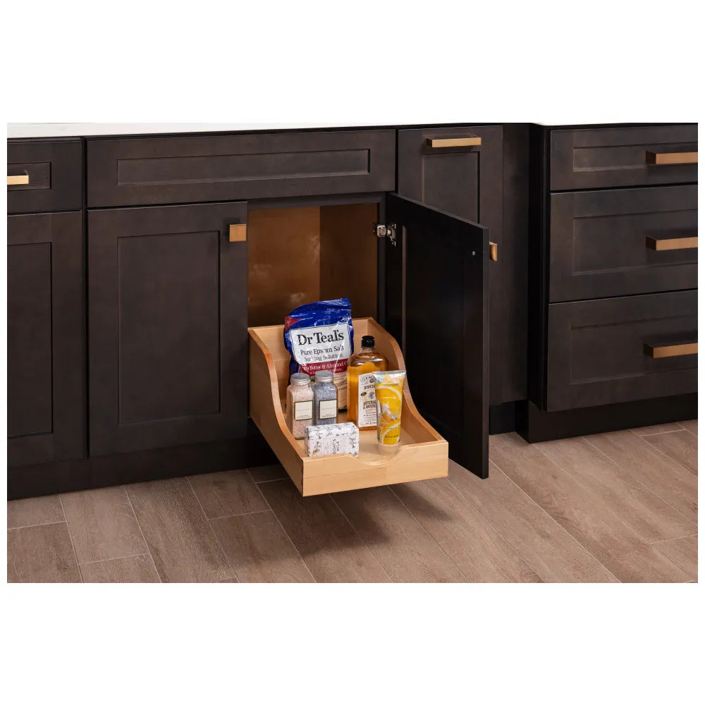 Philomena Wood High Back Vanity Rollout Drawer