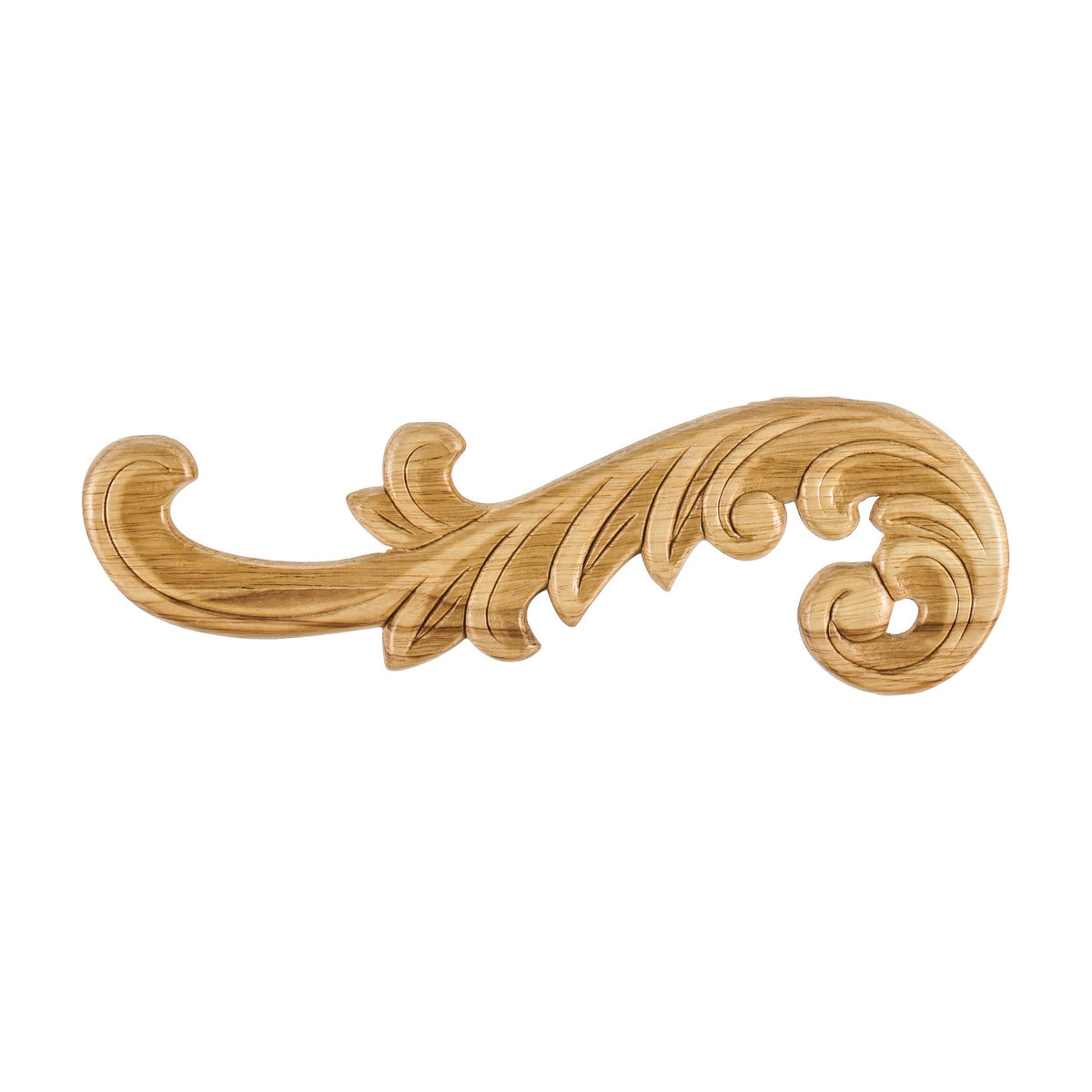 Pressed Left Acanthus Wood Applique, 10-1/2" x 5/16" x 3-1/4"