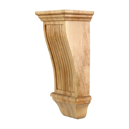 Renaissance Reeded Wood Corbel, 6" x 5" x 14"