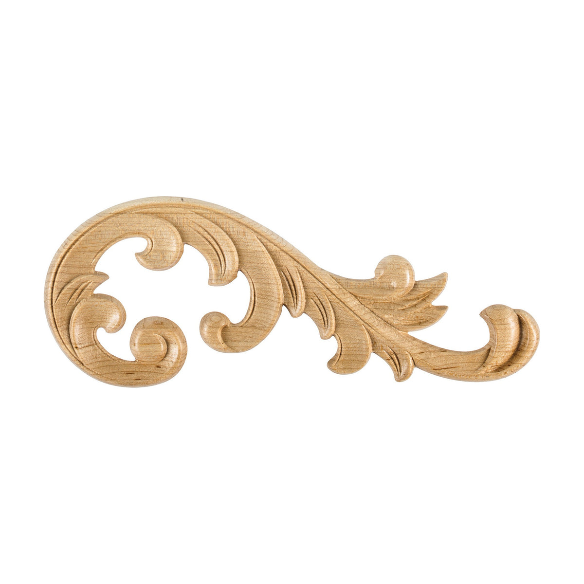Right Acanthus Wood Applique, 10-5/8" x 1/4" x 4"