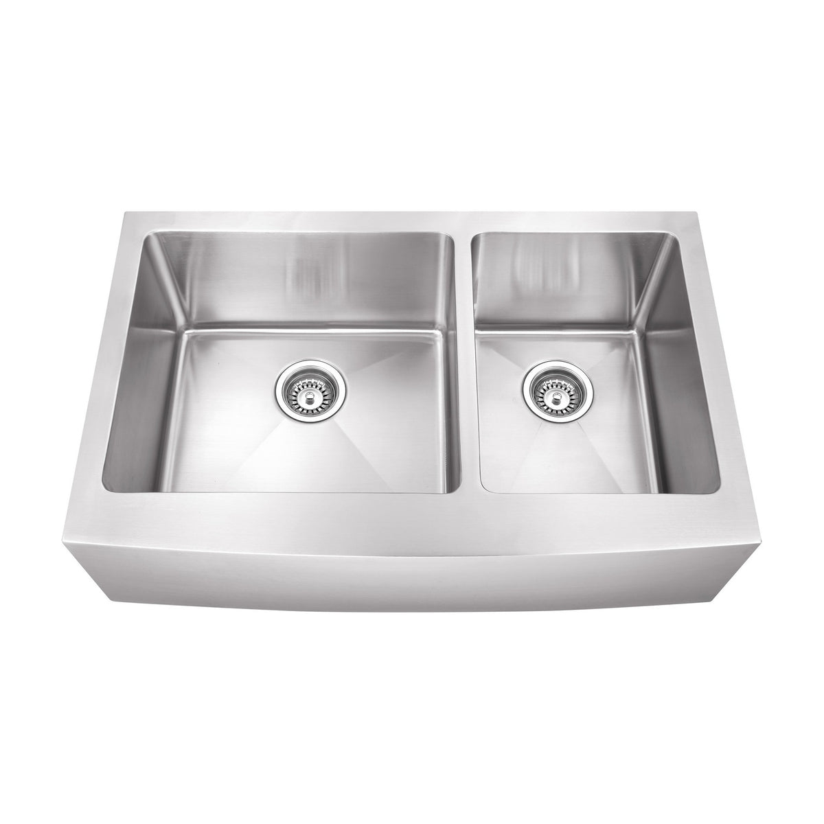 Rosamund 36" Stainless Steel Apron / Farmhouse Double Basin Kitchen Sink, Stainless Steel
