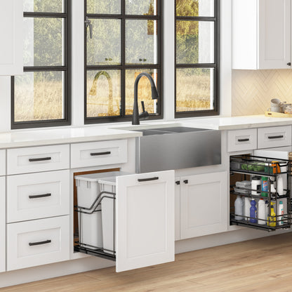 Rosamund 36" Stainless Steel Apron / Farmhouse Double Basin Kitchen Sink, Stainless Steel, alternate view