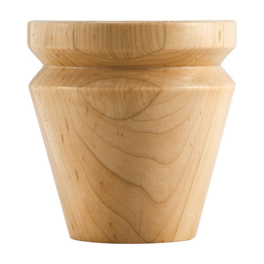 Round Tapered Wood Bun Foot with "V" Groove, 4" Round x 4" Tall