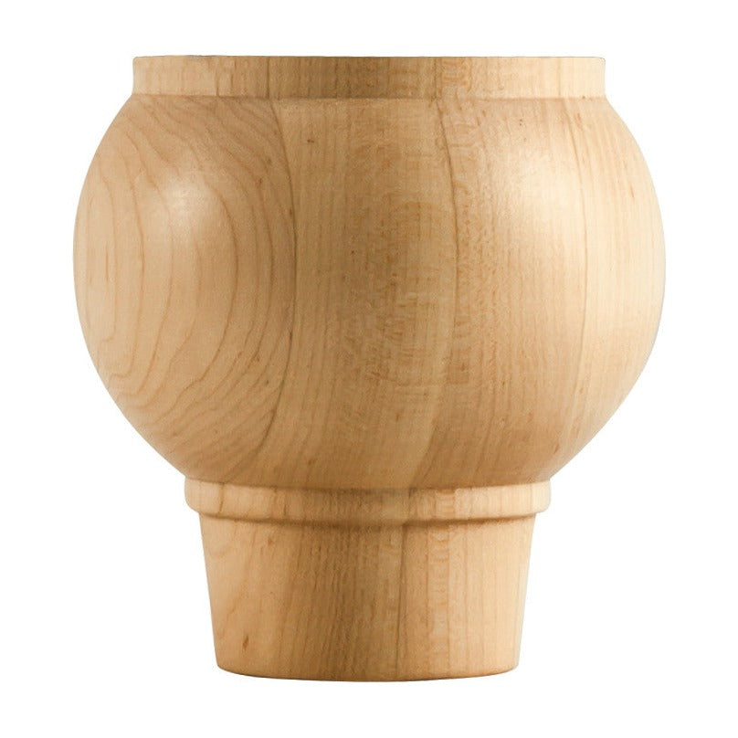 Round Wood Bun Foot with Bullnose Design and Tapered Foot, 4" Round x 4" Tall
