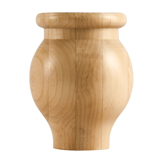 Round Wood Bun Foot with Flat Ogee Design, 4" Round x 5" Tall