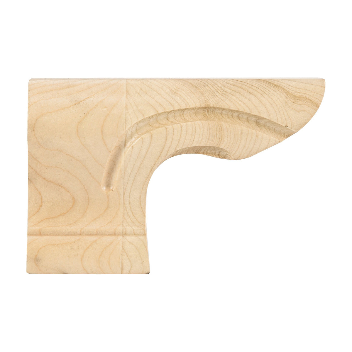 Rounded Corner Wood Pedestal Foot, 6" x 1-1/8" x 4", Left