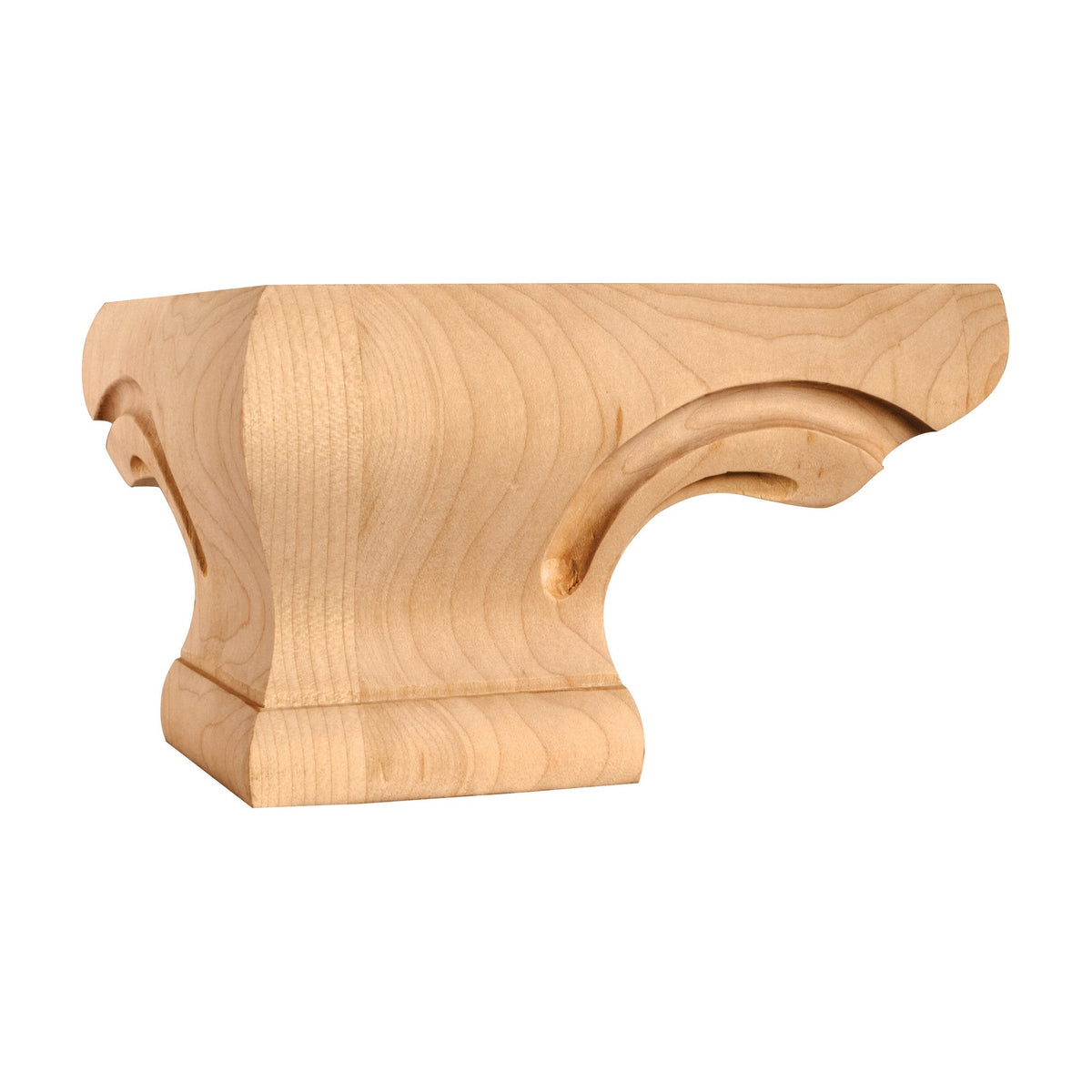 Rounded Corner Wood Pedestal Foot, 6-3/4" x 6-3/4" x 4", Corner
