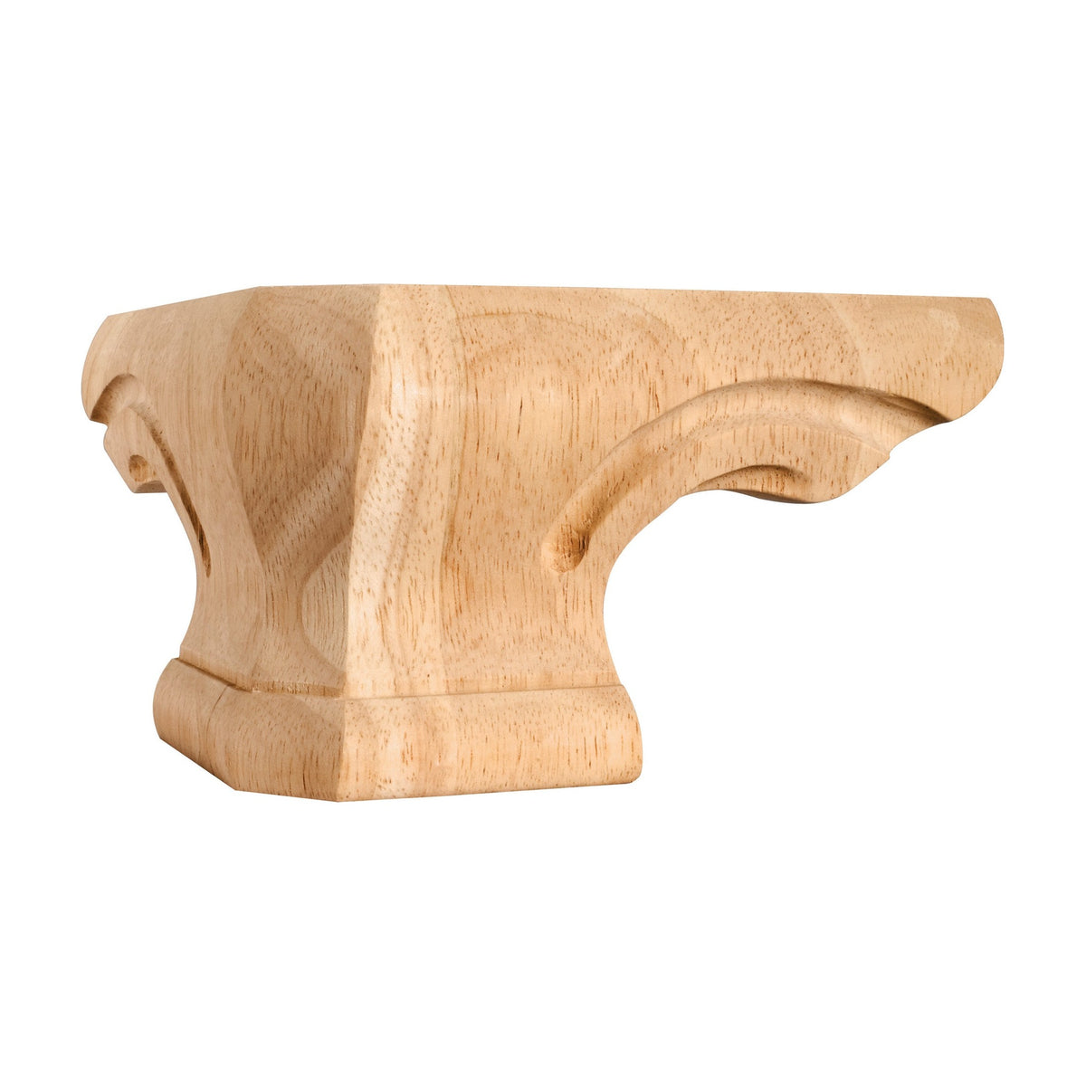 Rounded Corner Wood Pedestal Foot, 6-3/4" x 6-3/4" x 4", Rounded Corner
