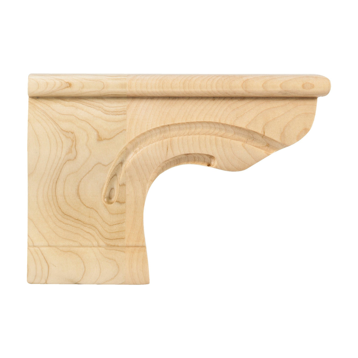 Rounded Corner Wood Pedestal Foot with Bead, 6-3/8" x 1" x 4-1/2", Left