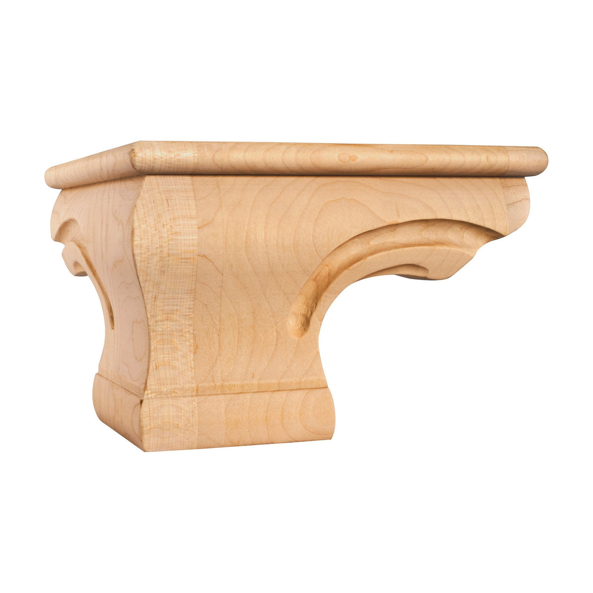 Rounded Corner Wood Pedestal Foot with Bead, 6-3/4" x 6-3/4" x 4-1/2", Corner