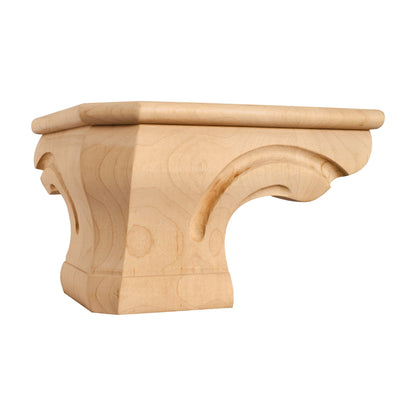 Rounded Corner Wood Pedestal Foot with Bead, 6-3/4" x 6-3/4" x 4-1/2", Rounded Corner