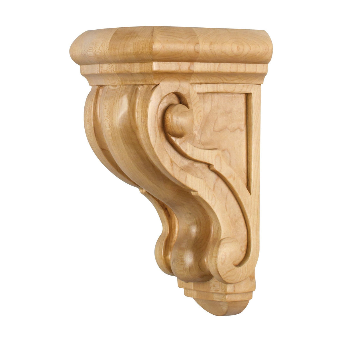 Rounded Scrolled Wood Corbel, 4-1/2" x 5-3/4" x 9-3/4"