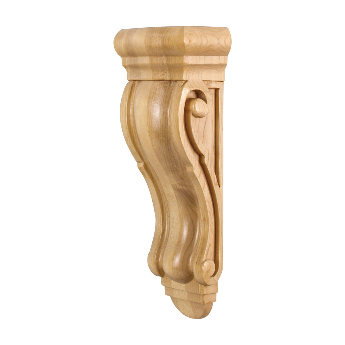 Rounded Scrolled Wood Corbel, 5" x 3-5/16" x 14"