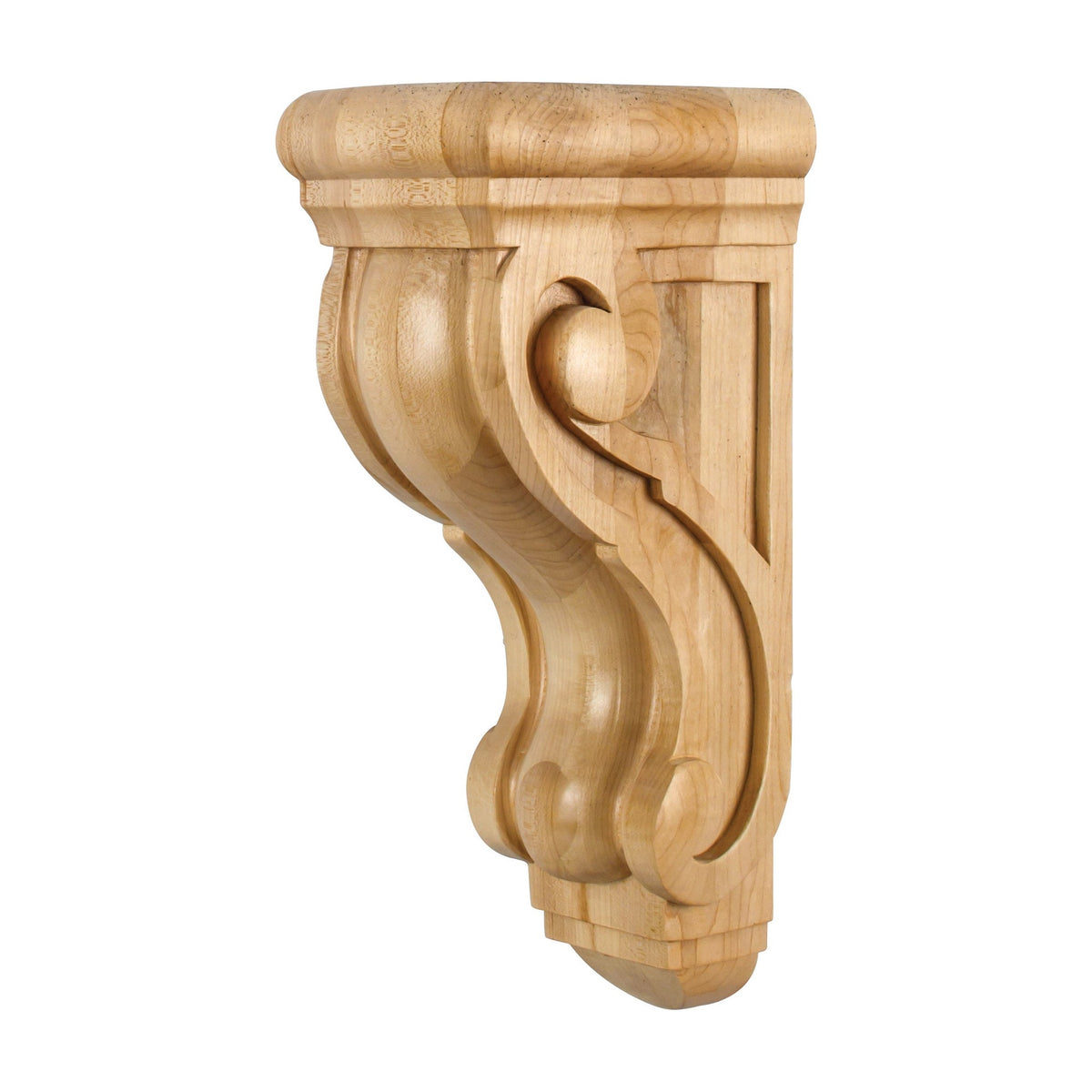 Rounded Scrolled Wood Corbel, 5" x 6-3/4" x 14"