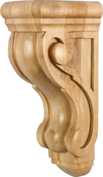 Rounded Scrolled Wood Corbel, 5" x 6-3/4" x 14"
