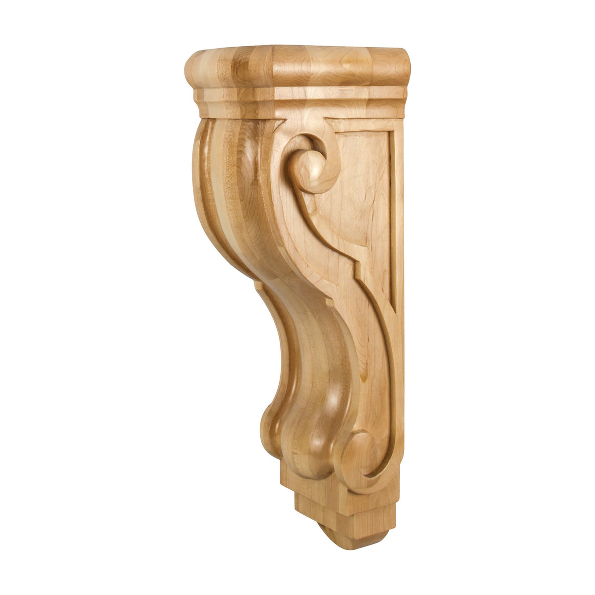 Rounded Scrolled Wood Corbel, 6-3/4" x 7-5/8" x 22"