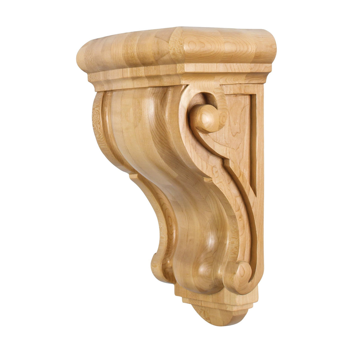 Rounded Scrolled Wood Corbel, 8-1/8" x 6-1/8" x 14"