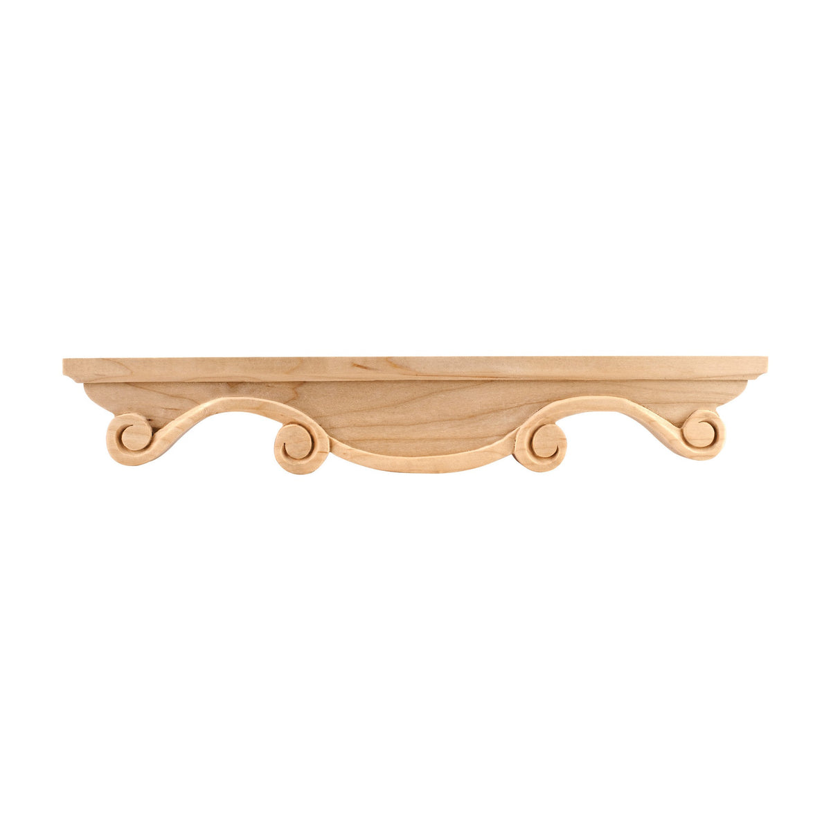 Rounded Scrolled Wood Pedestal Foot Middle, 16" x 1" x 2-1/2"