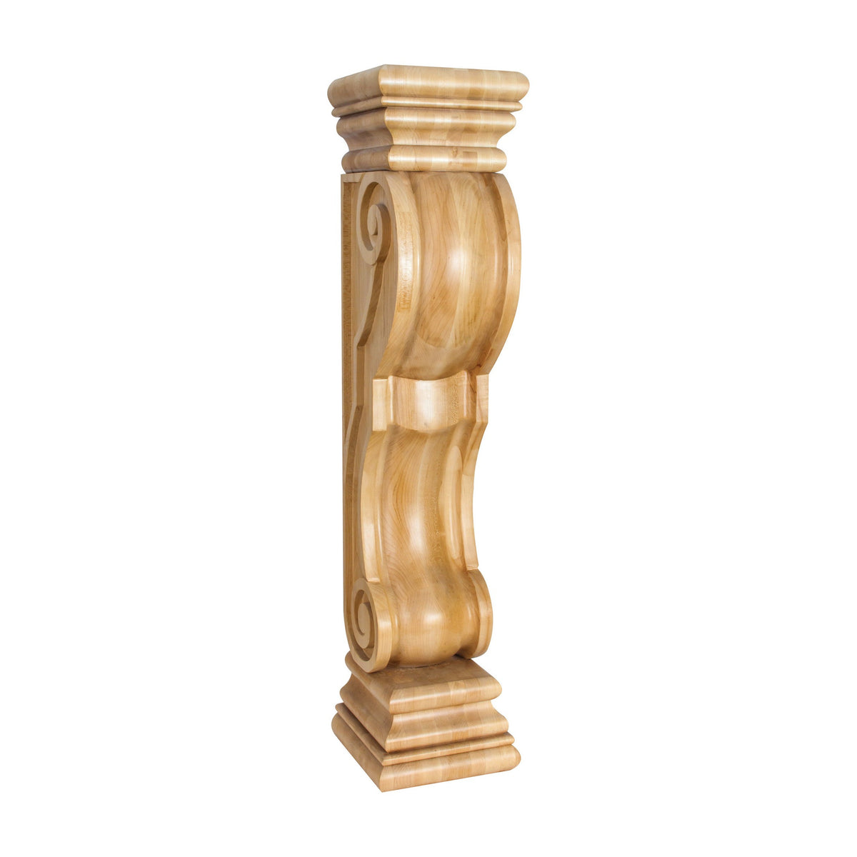 Rounded Traditional Fireplace Wood Corbel, 8" x 8" x 36"
