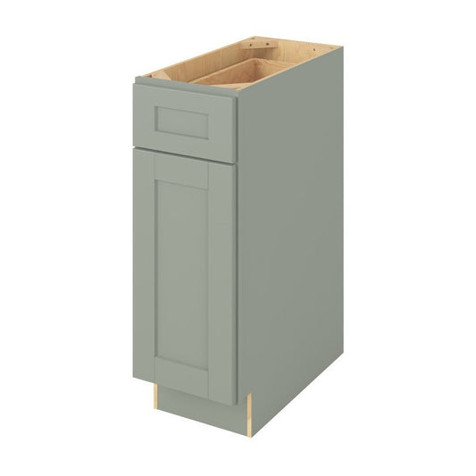 12"W Base Cabinet with One Door and One Drawer in Catalina Sage Green
