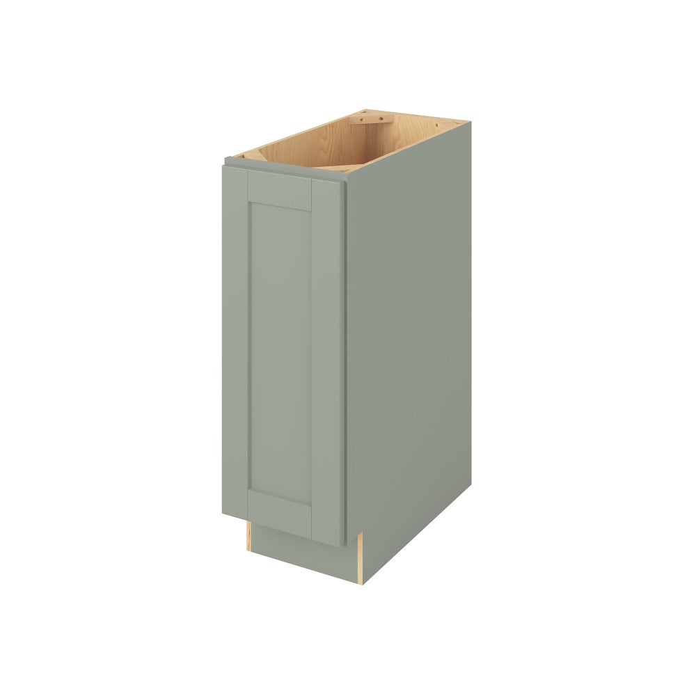 12"W Full Height Door Base Cabinet with One Door and Two Shelves in Catalina Sage Green