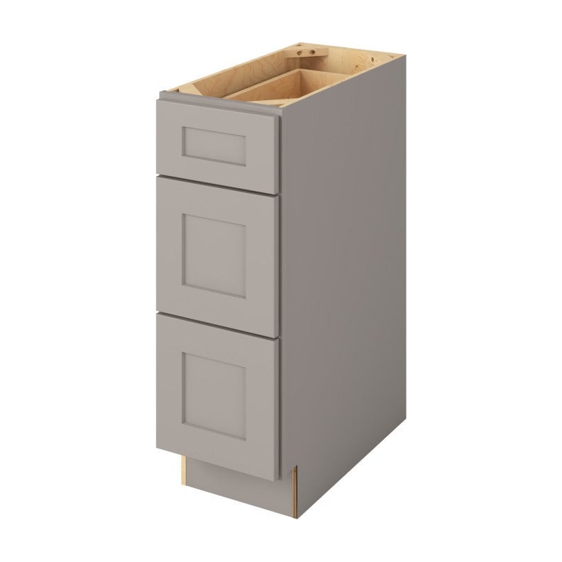 12"W Three Drawer Base Cabinet in Catalina Pebble Grey