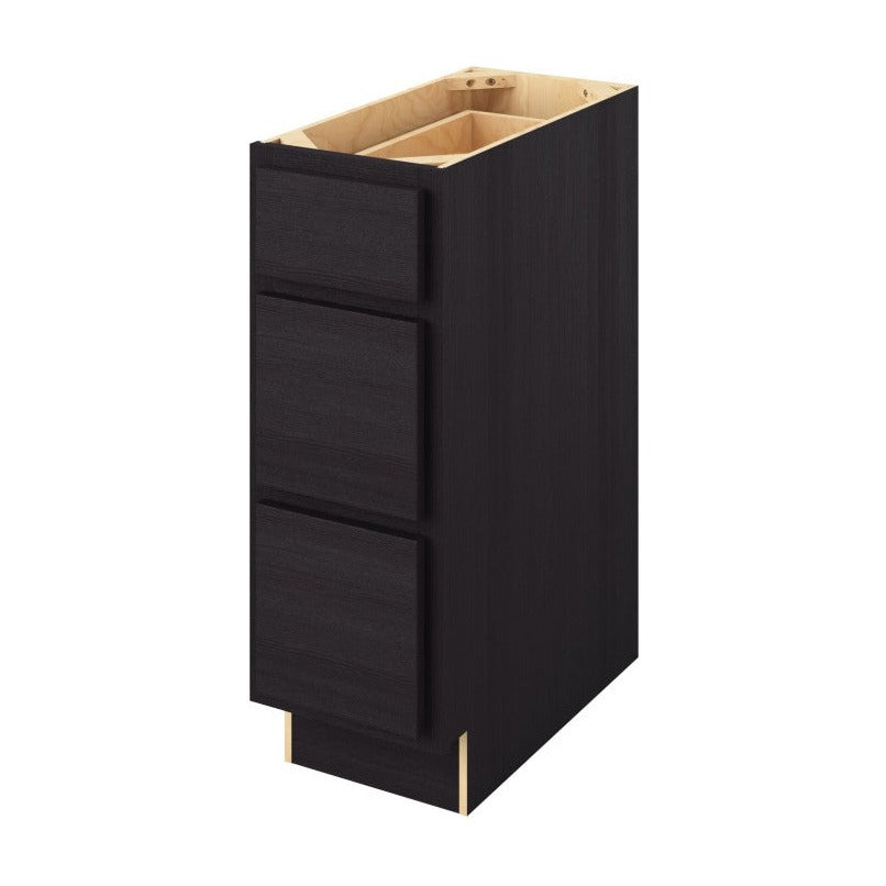 12"W Three Drawer Base Cabinet in Hatteras Espresso
