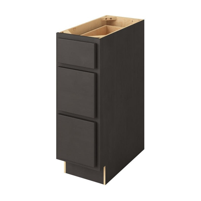 12"W Three Drawer Base Cabinet in Hatteras Slate