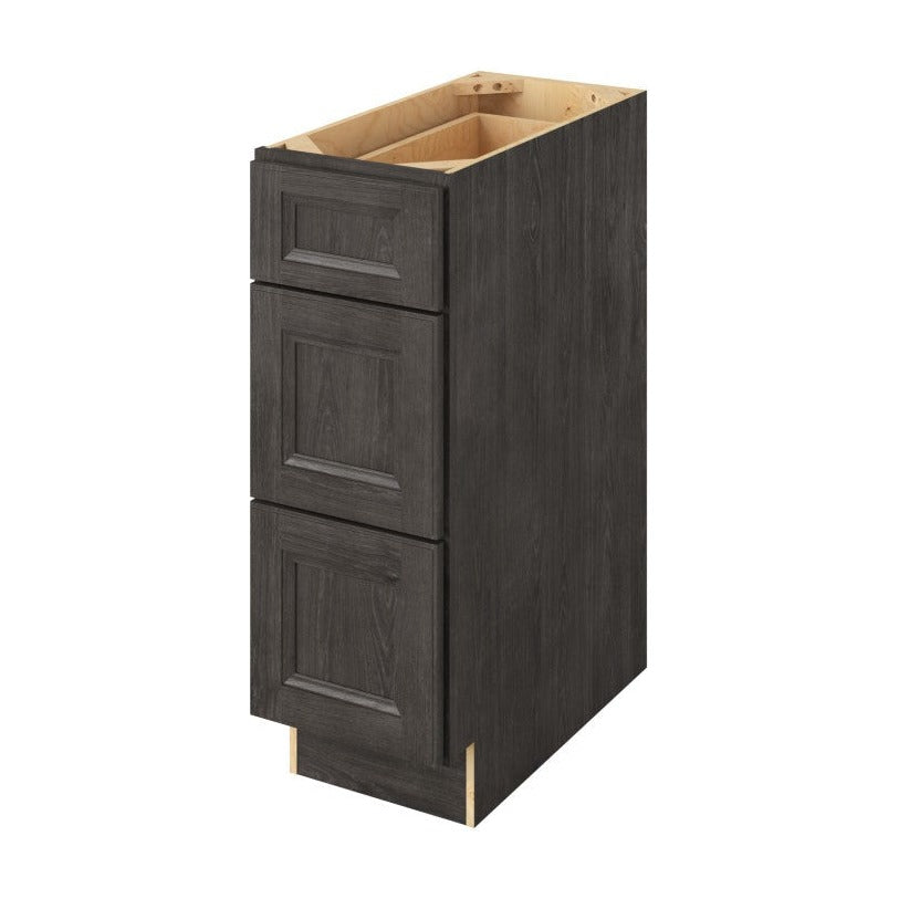 12"W Three Drawer Base Cabinet in Maui Slate