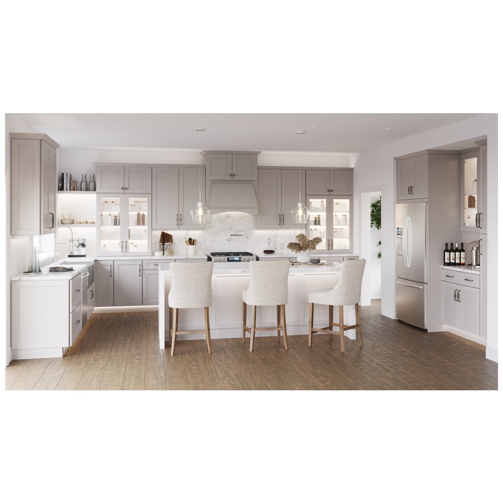 12"W x 36"H Wall Cabinet with Single Door and Two Shelves in Catalina Pebble Grey, view 3