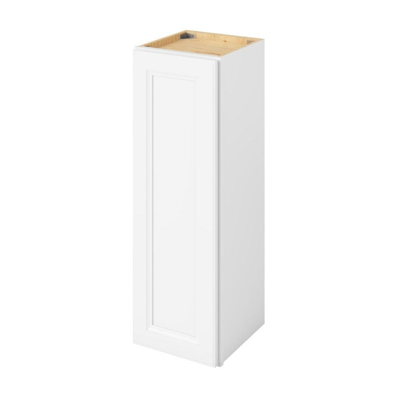 12"W x 36"H Wall Cabinet with Single Door and Two Shelves in Maui Polar White