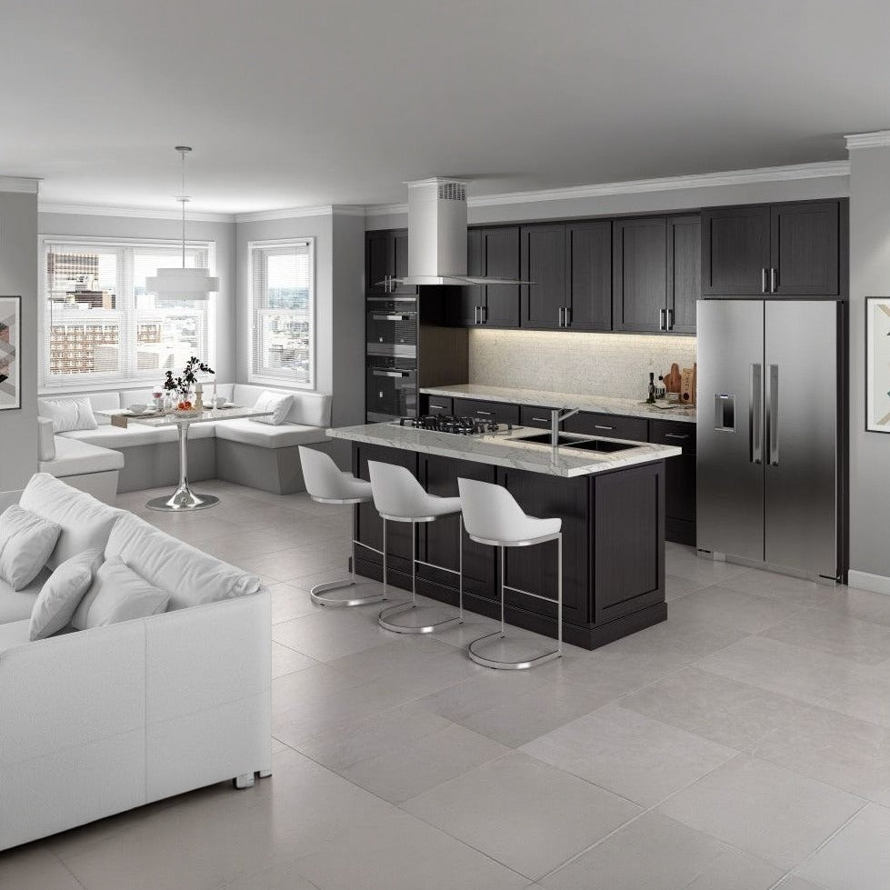 12"W x 42"H Wall End Cabinet with Single Door and Three Shelves in Hatteras Espresso, view 3