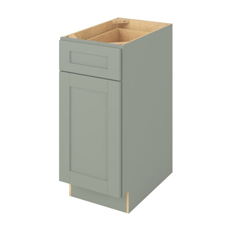 15"W Base Cabinet with One Door and One Drawer in Catalina Sage Green
