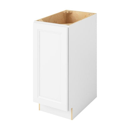 15"W Full Height Door Base Cabinet with One Door and Two Shelves in Maui Polar White