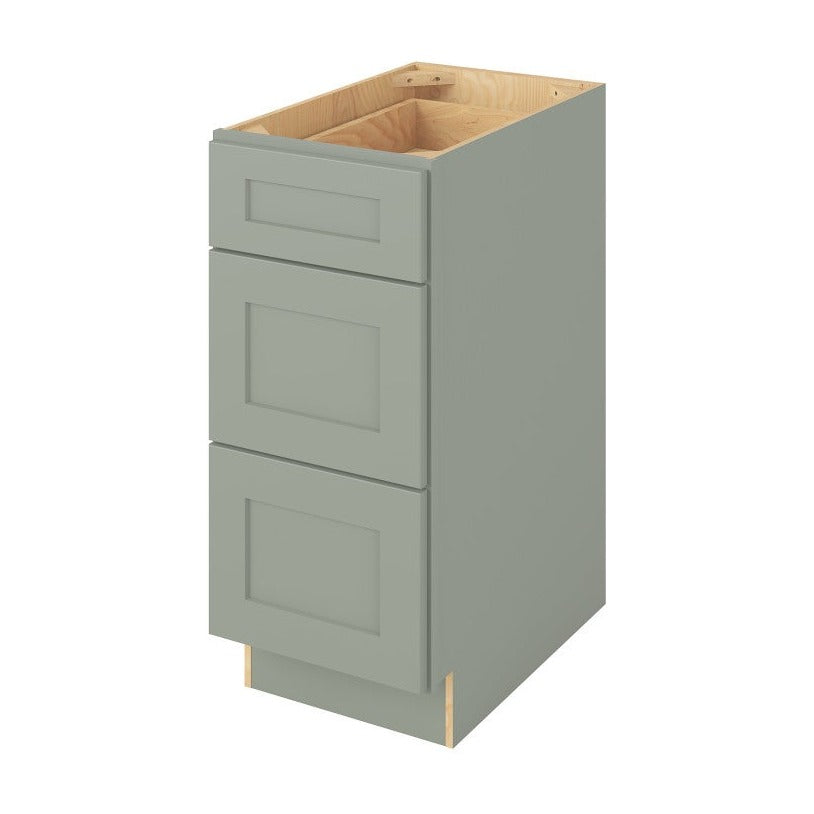 15"W Three Drawer Base Cabinet in Catalina Sage Green